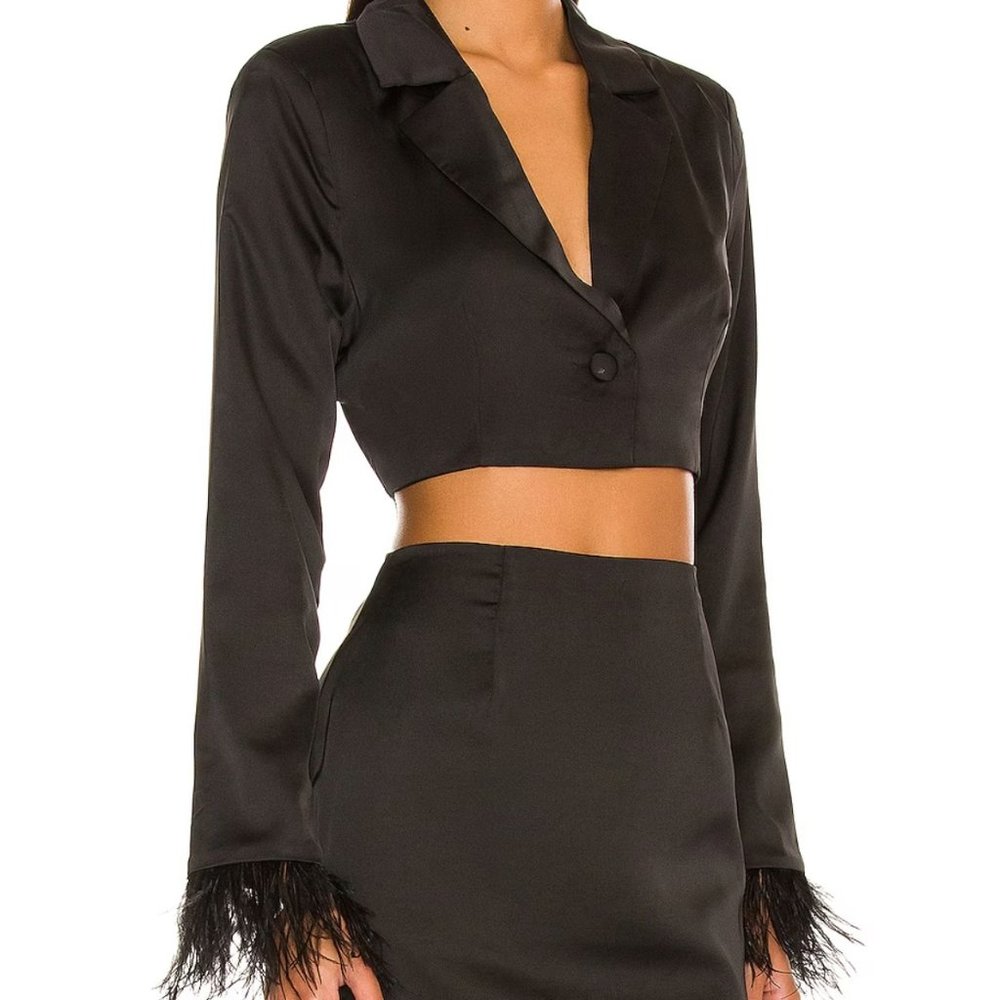 REVOLVE: MORE TO COME - BLAZER FEATHER TOP - WORN ONCE